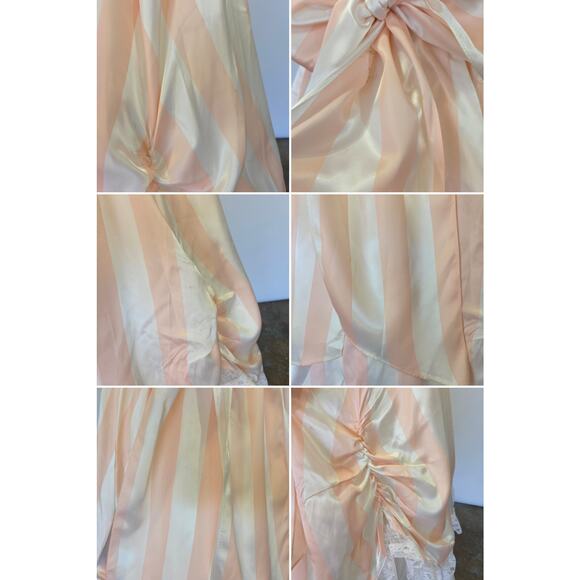 Gunne Sax Pink White Stripe Princess Dress Size S 9 Lace Satin Vintage 80s - Picture 16 of 16